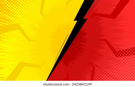 Yellow and red versus fight background template comic cartoon style
