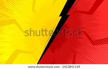Yellow and red versus fight background template comic cartoon style
