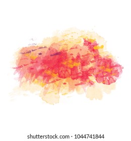Yellow and red watercolor painted vector stain isolated on white background, vector eps10