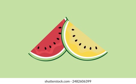 Yellow and red watermelon. Design of advertising banners. Design of vector illustrations, posters, promotional materials