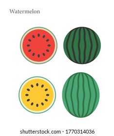 Ilustración vectorial de la sandía amarilla y roja