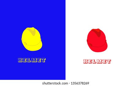 yellow and red worker helmet flat vector illustration