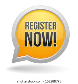 Yellow register now speech bubble