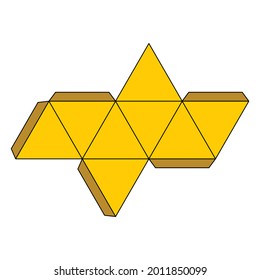 ilustración vectorial neta de octaedro regular amarillo
