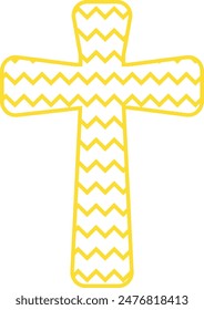 Yellow religion cross on white background. Vector illustration.