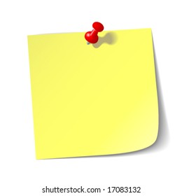 Yellow reminder note with red pin.