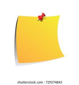 Yellow reminder note with red pin. 

