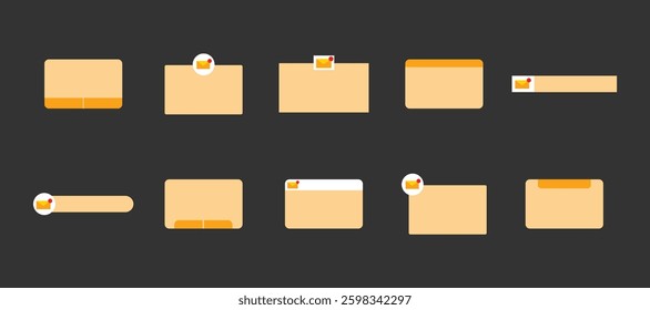 Yellow reminder pop up vector set