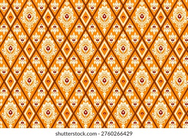 yellow repeated ikat pattern for 2 piece shit trouser 