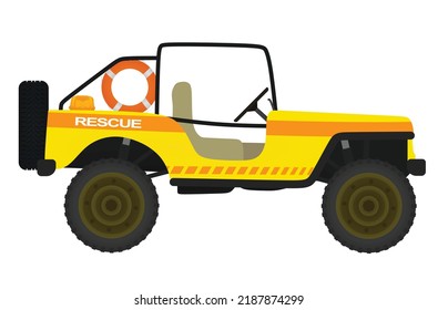 Yellow rescue car. vector illustration