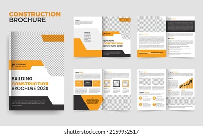 Yellow Residential Construction Business Brochure Template Or Home Renovation, Real Estate Brochure Flyer, Corporate Construction Brochure, Presentation Layout, Industrial Brochure