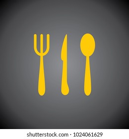 Yellow Restaurant icon on black background.