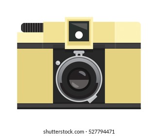 Yellow Retro Analog Camera, Classic LoFi Film, Vintage Photography Clip Art Set