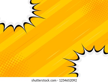 Yellow retro background comics style design with halftone. Modern flat style vector illustration.