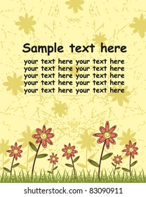 yellow retro background with flowers