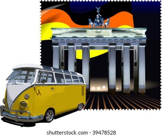 yellow retro car, vector illustration