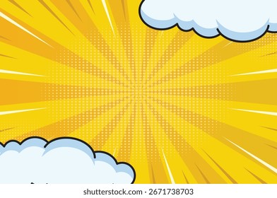 fundo de quadrinhos retro amarelo com estilo de meio-tom