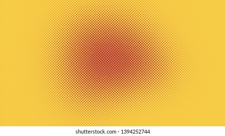 Yellow retro comic pop art background with halftone dots design, vector illustration template