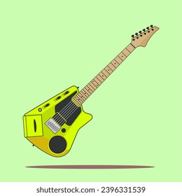 Yellow retro electric guitar in flat design