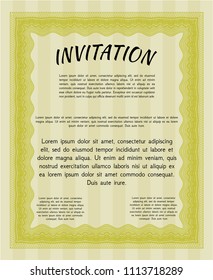  Yellow Retro invitation. With background. Customizable, Easy to edit and change colors. Money Pattern. 