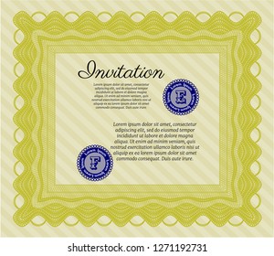 Yellow Retro invitation. With background. Retro design. Detailed. 