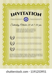 Yellow Retro invitation. With background. Money design. Vector illustration. 