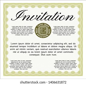 Yellow Retro invitation. With background. Sophisticated design. Vector illustration. 