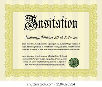 Yellow Retro invitation. With background. Vector illustration. Retro design. 