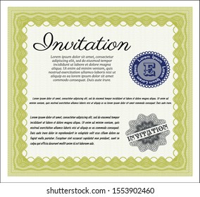 Yellow Retro invitation. With background. Vector illustration. Money Pattern. 