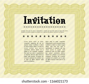 Yellow Retro invitation. Complex background. Vector illustration. Lovely design. 