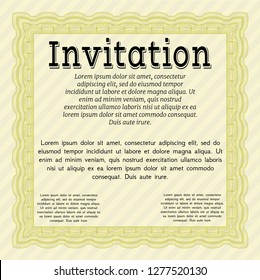 Yellow Retro invitation. Complex background. Modern design. Detailed. 