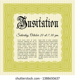 Yellow Retro invitation. With complex background. Money Pattern design. Vector illustration. 