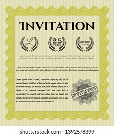 Yellow Retro invitation. With complex background. Money style design. Customizable, Easy to edit and change colors. 