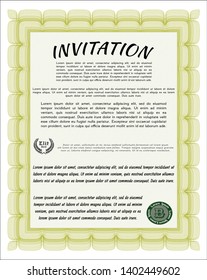 Yellow Retro invitation. With complex background. Customizable, Easy to edit and change colors. Money Pattern design. 