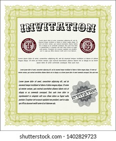 Yellow Retro invitation. Complex background. Money design. Customizable, Easy to edit and change colors. 