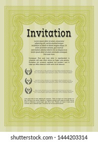 Yellow Retro invitation. With complex background. Sophisticated design. Customizable, Easy to edit and change colors. 
