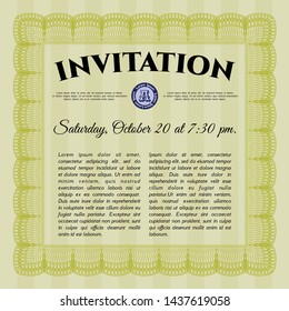 Yellow Retro invitation. With complex linear background. Customizable, Easy to edit and change colors. Lovely design. 