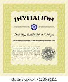 Yellow Retro invitation. Cordial design. Printer friendly. Customizable, Easy to edit and change colors. 