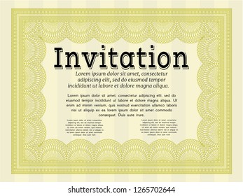Yellow Retro invitation. Customizable, Easy to edit and change colors. With quality background. Nice design. 