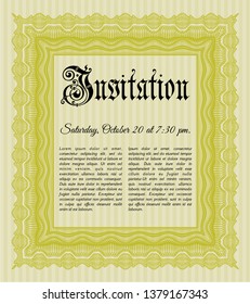 Yellow Retro invitation. Customizable, Easy to edit and change colors. With complex background. Sophisticated design. 