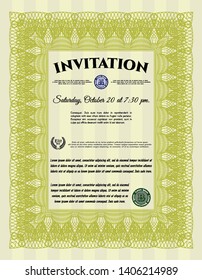 Yellow Retro invitation. Retro design. With background. Vector illustration. 