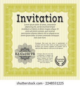 Yellow Retro invitation. Retro design. Printer friendly.  