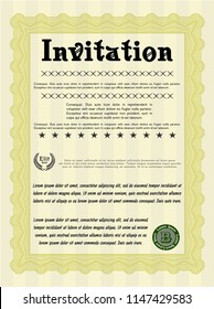 Yellow Retro invitation. Retro design. Vector illustration. Easy to print. 