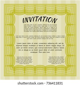 Yellow Retro invitation. Detailed. With complex background. Beauty design. 