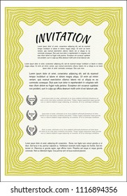 Yellow Retro invitation. Easy to print. Good design. Vector illustration. 