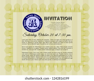 Yellow Retro invitation. Easy to print. Vector illustration. Retro design. 