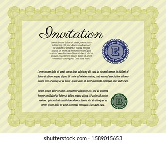 Yellow Retro invitation. Easy to print. Excellent design. Vector illustration. 