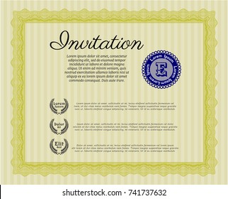 Yellow Retro invitation. Elegant design. Customizable, Easy to edit and change colors. Easy to print. 