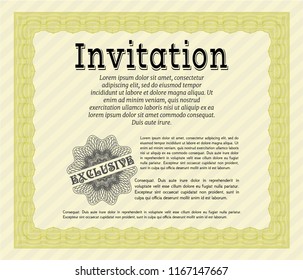 Yellow Retro invitation. Excellent design. Customizable, Easy to edit and change colors. With quality background. 