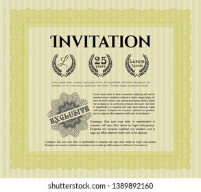 Yellow Retro invitation. Excellent design. With background. Customizable, Easy to edit and change colors. 